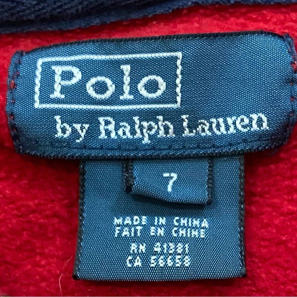 Polo by Ralph Lauren Boy’s Size 7‎ Red Full Zip Big Pony Hoodie Jacket